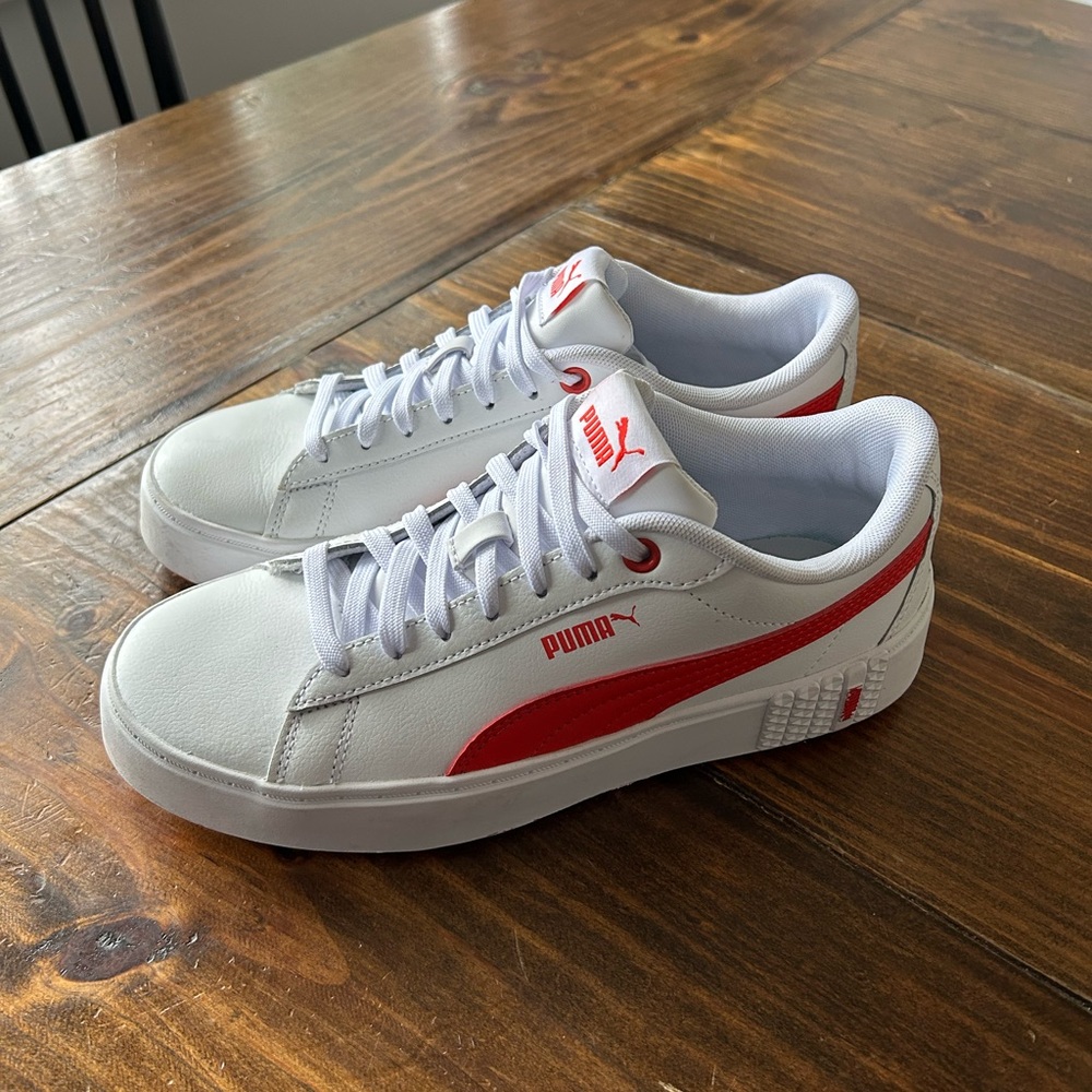 Puma Red and White Classic Sneakers